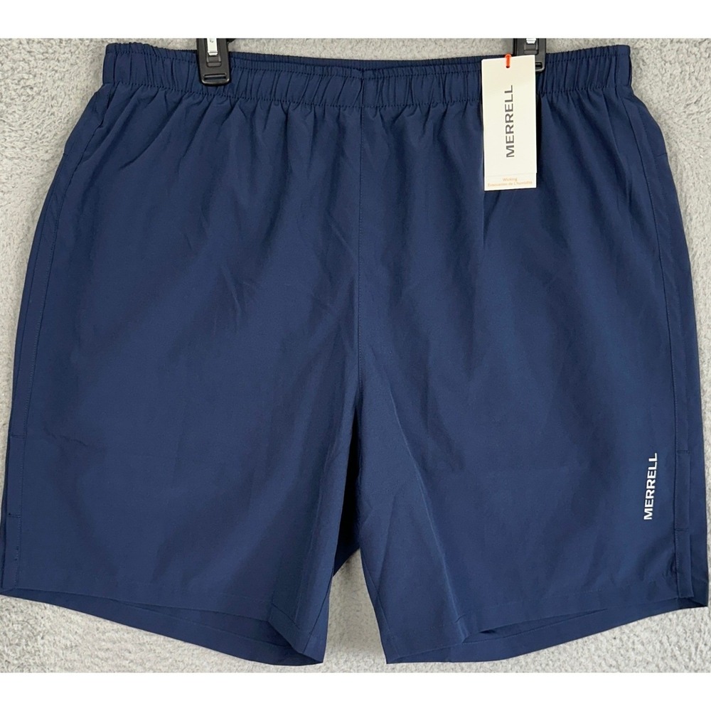 NEW Merrell Shorts Men XL Navy Blue Wicking Lined Athletic Running Stretch Waist